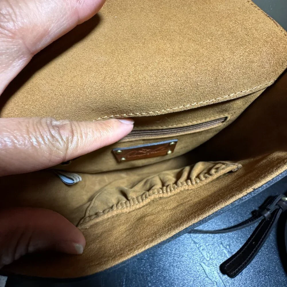 Patricia Nash chocolate leather Perrone crossbody bag
